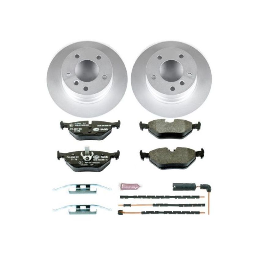 PowerStop ESK5130 Genuine Geomet Coated Rotors, ECE-R90 Brake Pads + Hardware Kit