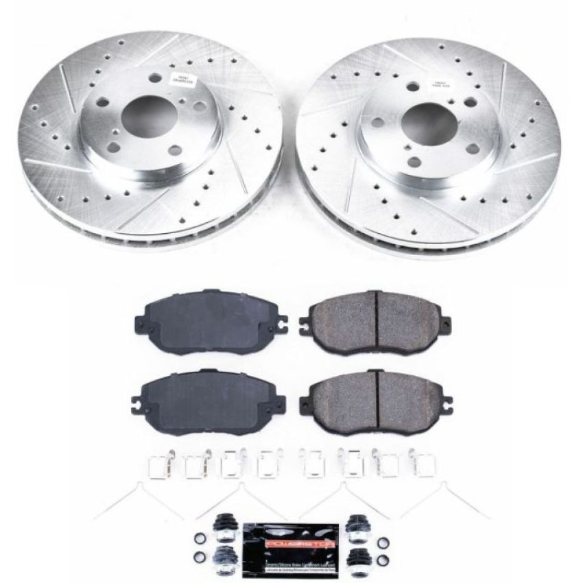 PowerStop K1075 Z23 Daily Driver Carbon-Fiber Ceramic Brake Pad and Drilled & Slotted Rotor Kit