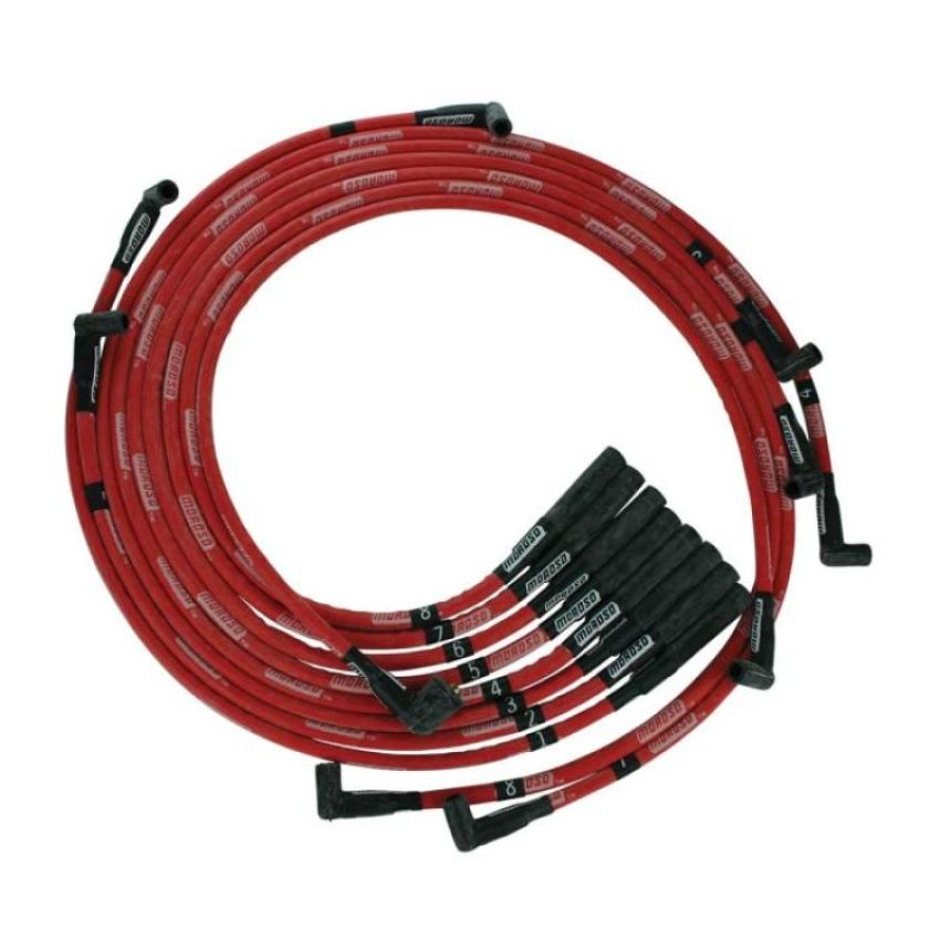 Moroso 52560 BB Chrysler Mopar 361/383/400/440 Str Plug Boots HEI SleevedUltra Spark Plug Wire Set - Red