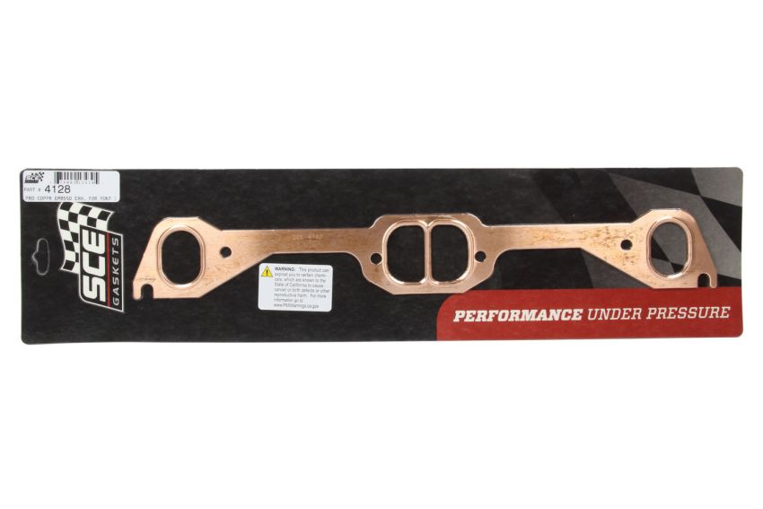 SCE GASKETS 4128 PRO COPPR EMBSSD EXH. FOR PONT 326-455 V8 STOCK D PORT