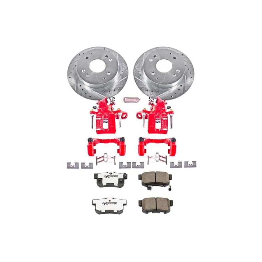 PowerStop KC1243-26 Z26 Street Performance Ceramic Brake Pad, Drilled Slotted Rotor, and Caliper Kit