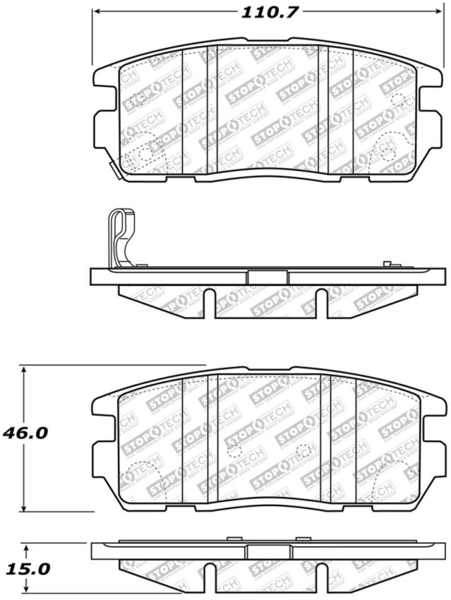 Stoptech 305.12750 Street Select Brake Pads w/Hardware - Rear