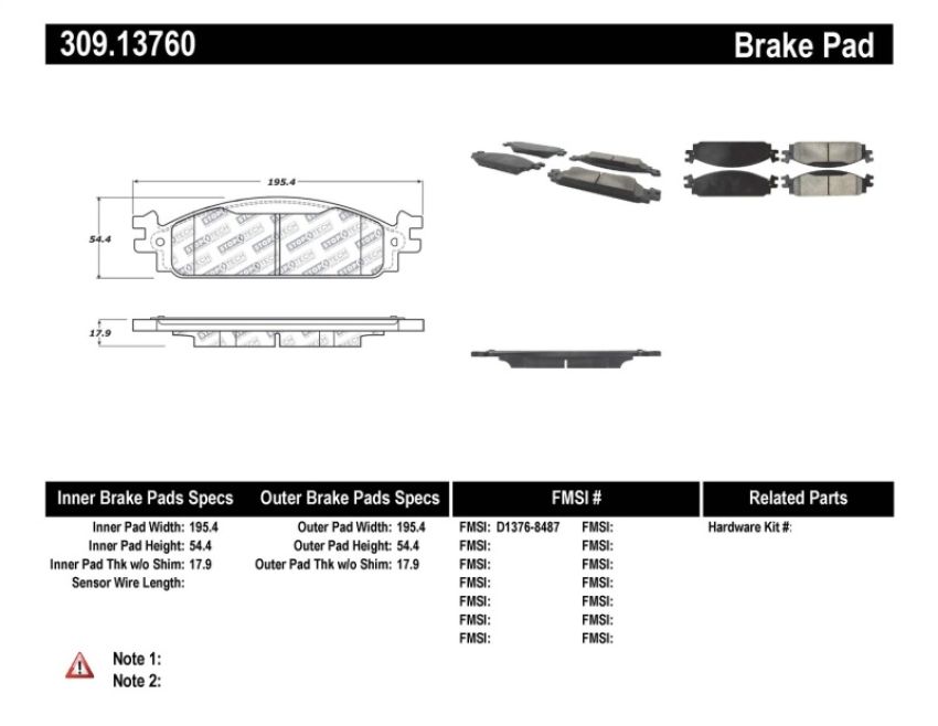 Stoptech 309.13760 Performance Brake Pads