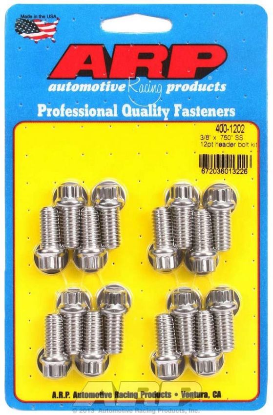 ARP ARP400-1202 S/S Header Bolt Kit - 3/8 x .750 UHL (16)
