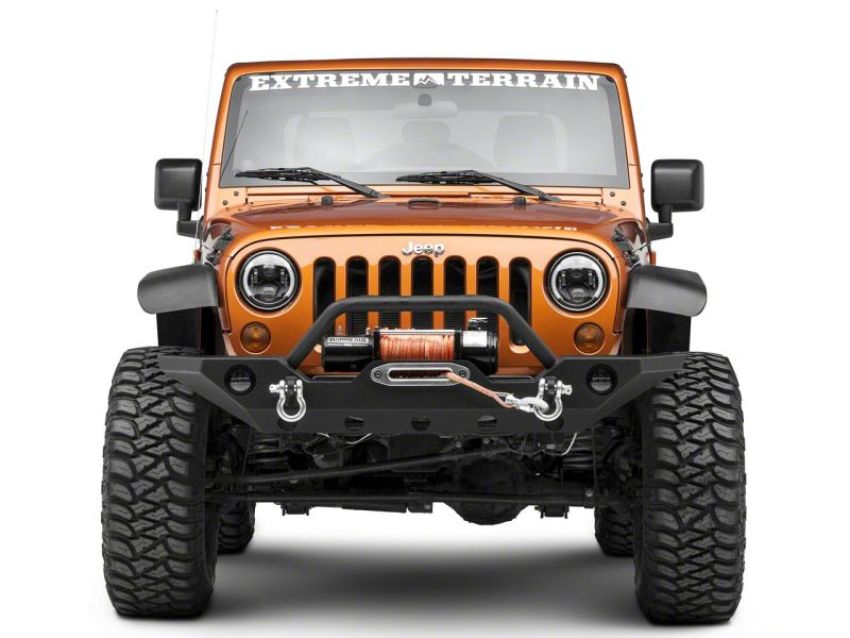 Raxiom J135442 97-18 Jeep Wrangler TJ & JK 6-LED Headlights w/ Partial Halo- Blk Housing (Clear Lens)