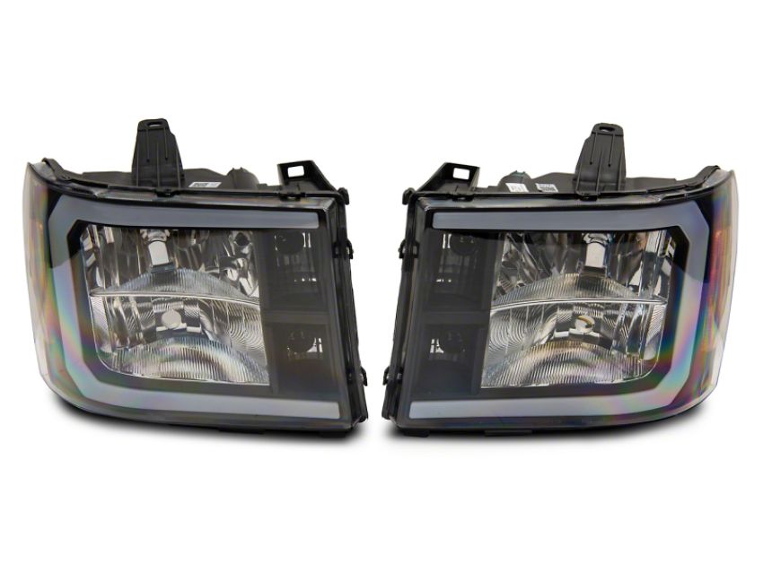 Raxiom S531791 07-13 GMC Sierra 1500 Axial Series Headlights w/ LED Bar- Blk Housing (Clear Lens)