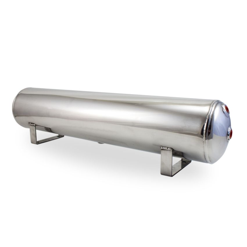 Air Lift 12955 4 Gal Alum Tank - (2) 1/4in (2) 3/8in End & 1/4in Drain - 30in L X 6in D - Polished