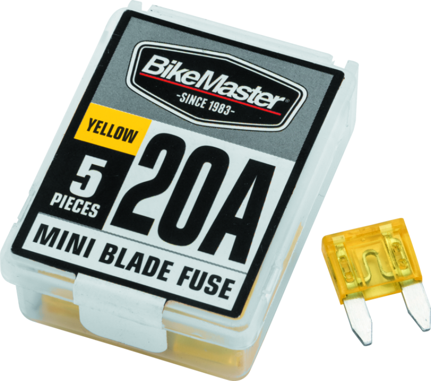 BikeMaster 152446 5Piece 20A Replacement Mini Blade Fuse