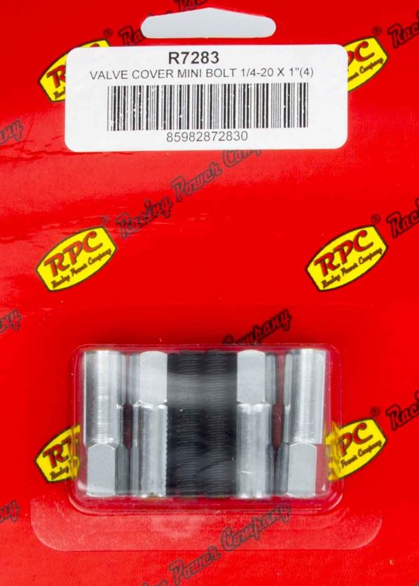 RACING POWER CO-PACKAGED RPCR7283 Chrome V/C Mini Bolt (4) 1 3/8in x 1/4-20 Thread