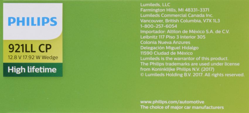 Philips 921LLCP Philips LongerLife Miniature 921LL Pack of 10