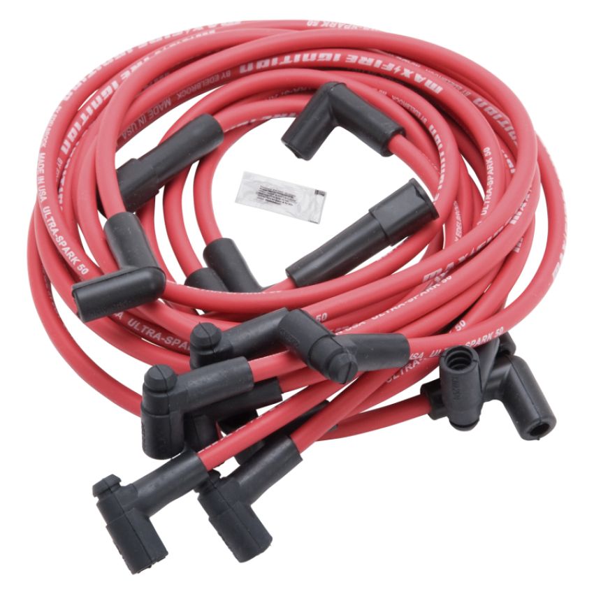 EDELBROCK EDE22713 Max Fire Plug Wire Set SBC w/HEI 90 Degree Red