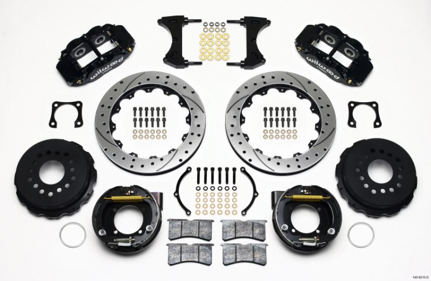 Wilwood 140-9215-D Narrow Superlite 4R Rear P-Brk Kit 12.88in Drilled Chevy 12 Bolt-Spec 3.15in Brng