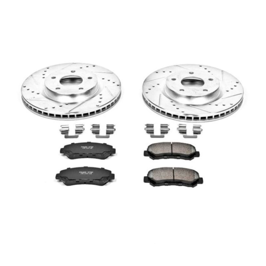 PowerStop K4724 Z23 Daily Driver Carbon-Fiber Ceramic Brake Pad and Drilled & Slotted Rotor Kit
