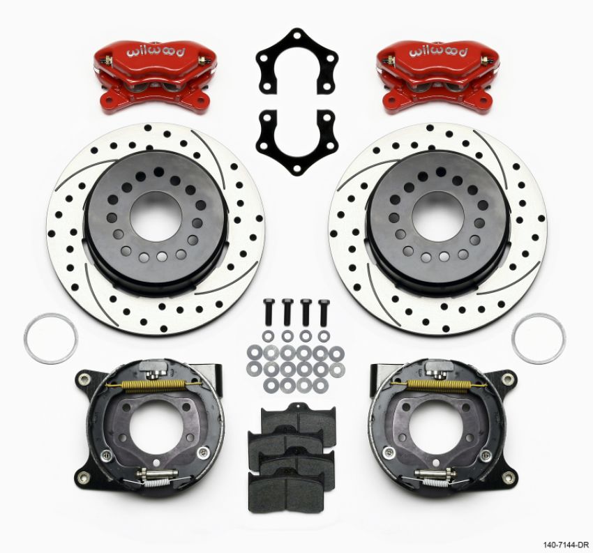 Wilwood 140-7144-DR Forged Dynalite P/S P-BKit Drilled-Red Mopar/Dana 2.36in Off w/Snap Ring Brng