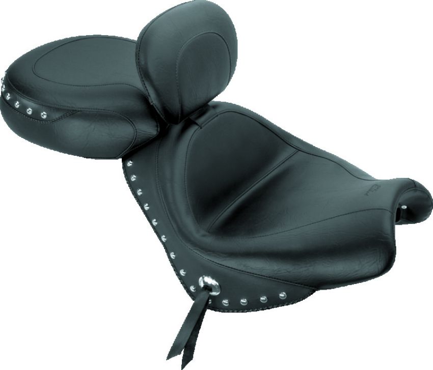 Mustang Motorcycle 79340 Mustang 02-08 Honda VTX1800 Retro, S ,T Wide Touring 2PC Seat w/Driver Backrest Studs - Black