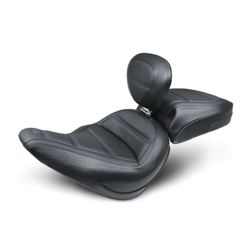 Mustang Motorcycle 79028 Mustang 18-21 Harley Softail Slim Standard Touring Solo Seat w/Driver Backrest - Black