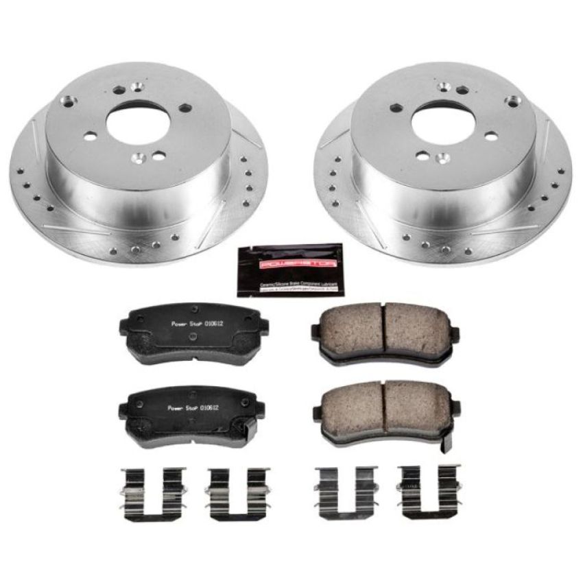 PowerStop K4653 Z23 Daily Driver Carbon-Fiber Ceramic Brake Pad and Drilled & Slotted Rotor Kit