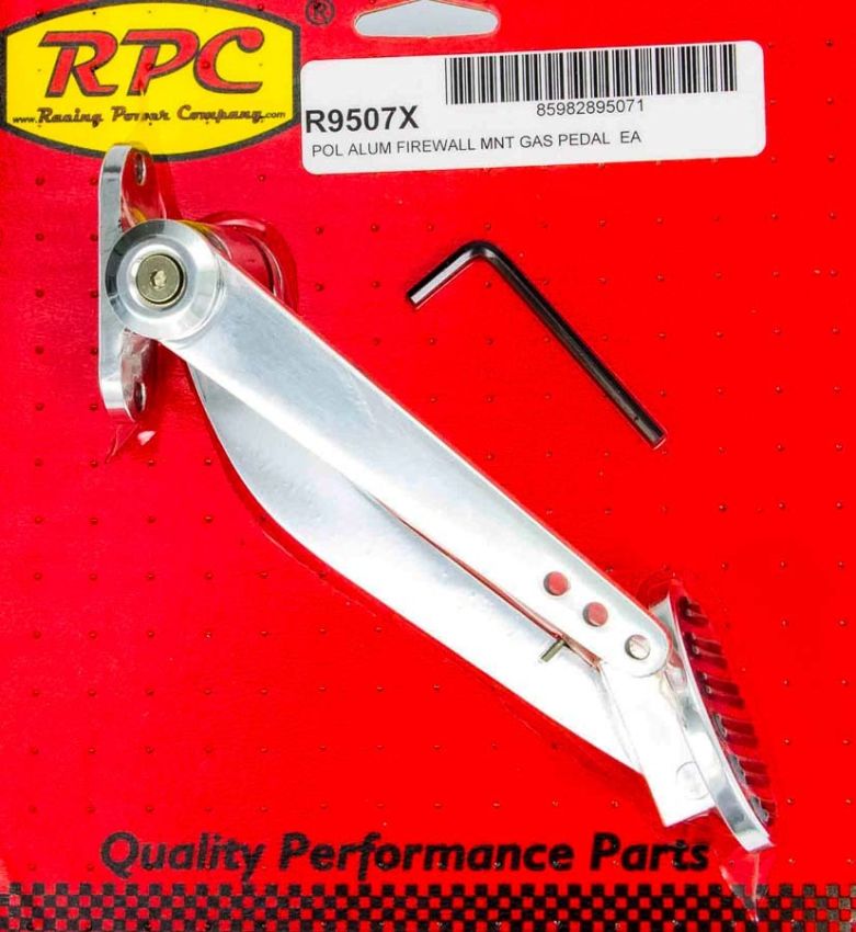 RACING POWER CO-PACKAGED RPCR9507X Polished Alum Firewall Mount Gas Pedal