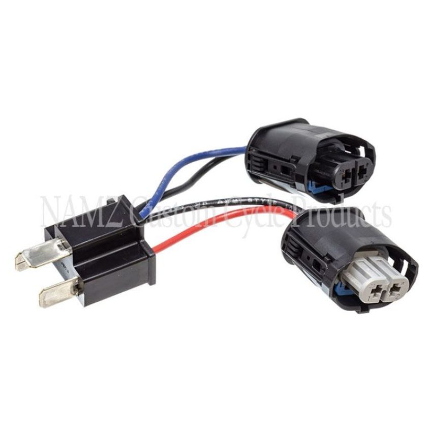 NAMZ NHAP-02 2014+ Road King (w/7in. Dual LED HLamp) Headlight Adapter Pigtail w/Female H9 & H11 to Male H4