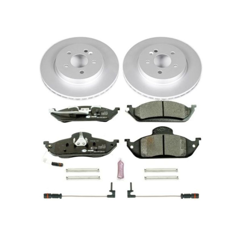 PowerStop ESK864 Genuine Geomet Coated Rotors, ECE-R90 Brake Pads + Hardware Kit