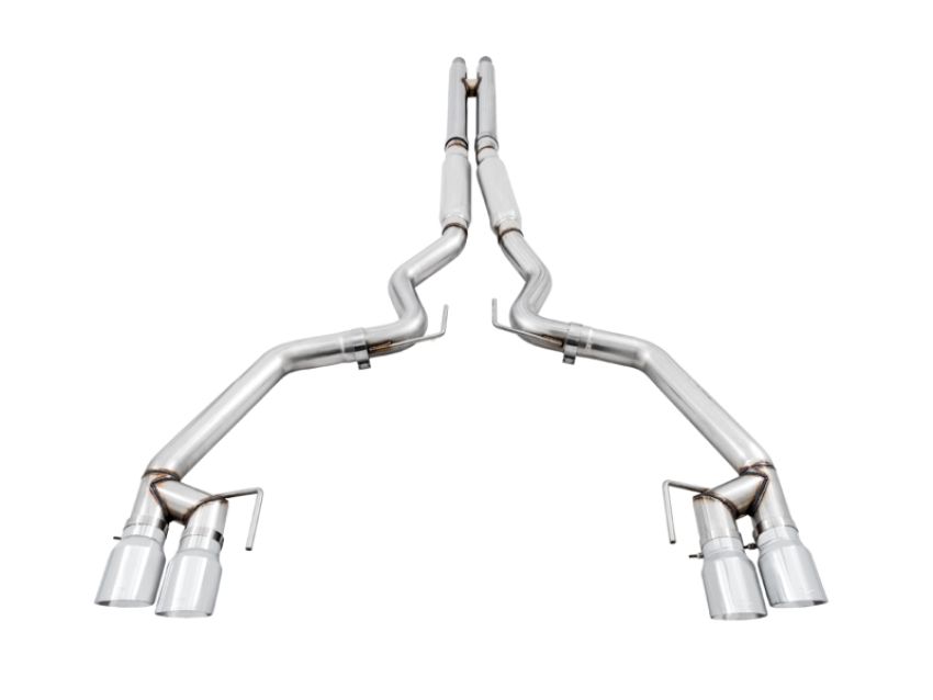 AWE Tuning 3020-42064 2018+ Ford Mustang GT (S550) Cat-back Exhaust - Track Edition (Quad Chrome Silver Tips)