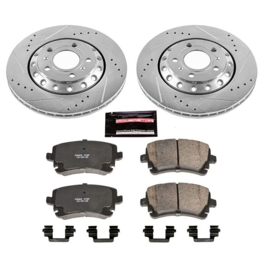 PowerStop K4562 Z23 Daily Driver Carbon-Fiber Ceramic Brake Pad and Drilled & Slotted Rotor Kit