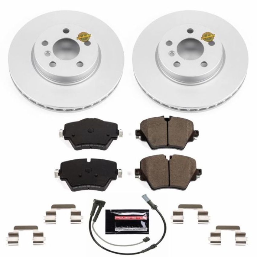 PowerStop CRK8323 Genuine Geomet Coated Rotor and Carbon-Fiber Ceramic Brake Pad Kit