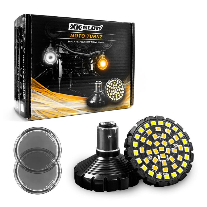 XKGLOW XK1157F-WA-S XK Glow Motorcycle Front LED Turn Signal Kit - Flat Style Smoked Lenses