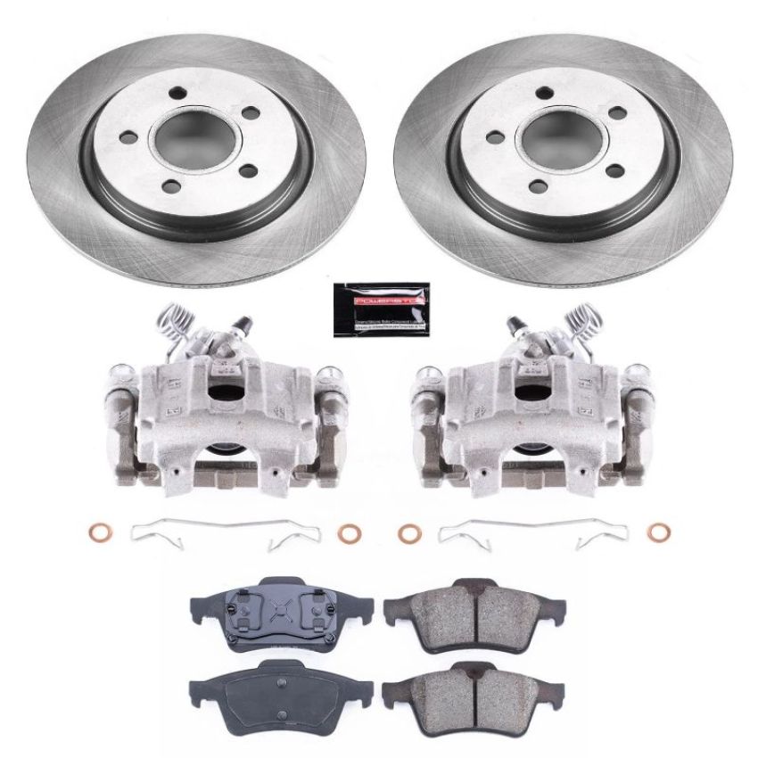PowerStop KCOE5309A OE Stock Replacement Low-Dust Ceramic Brake Pad, Rotor and Caliper Kit