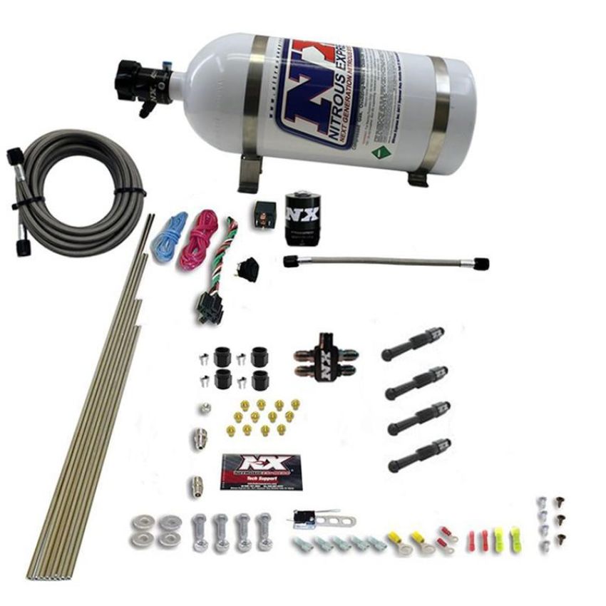 Nitrous Express 93046-10 DRY DIRECT PORT NITROUS SYSTEM. 4 CYLINDER W/ 10LB BOTTLE