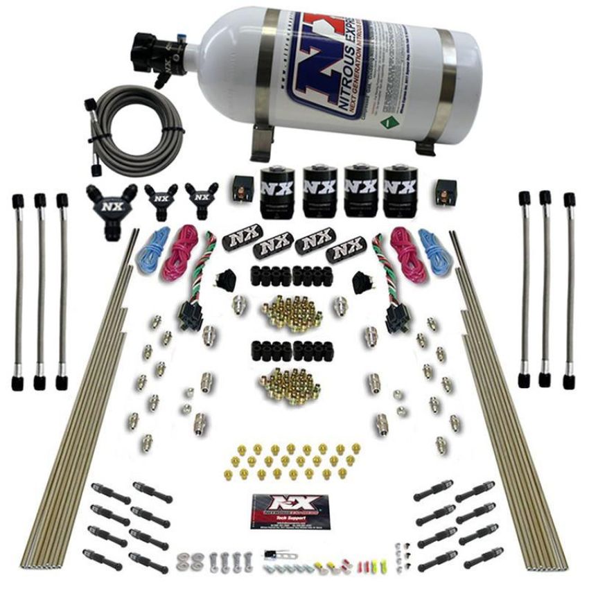 Nitrous Express 93106-10 8 CYL DRY DIRECT PORT, DUAL STAGE, 4 SOLENOIDS, WITH 10LB BOTTLE (200-600HP)