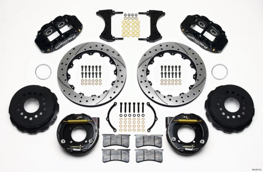 Wilwood 140-9213-D Narrow Superlite 4R Rear P-Brk Kit 12.88in Drilled Chevy 12 Bolt w/ C-Clips