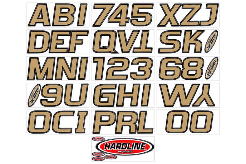 Hardline BRBLK700 Boat Lettering Registration Kit 3 in. - 700 Brown/Black