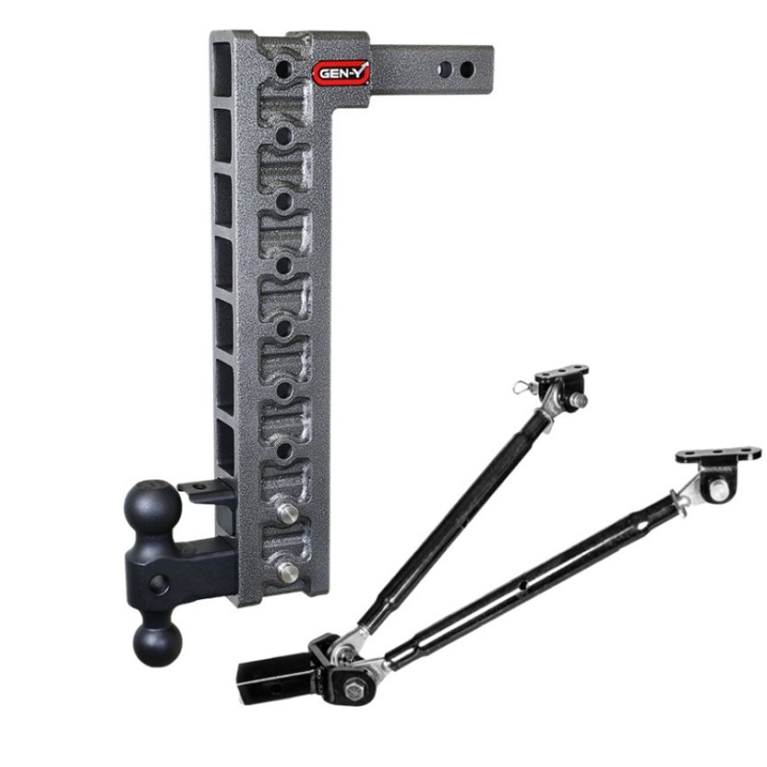 GEN-Y Hitch GH-329 Gen-Y Mega Duty 2in Shank 20in Drop 10K Hitch w/Dual-Ball/Pintle Lock/Stabilizer Kit