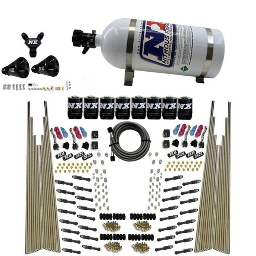 Nitrous Express 93306-10 8 CYL DRY DIRECT PORT, FOUR STAGE, 8 SOLENOIDS, WITH 10LB BOTTLE (200-600HP)