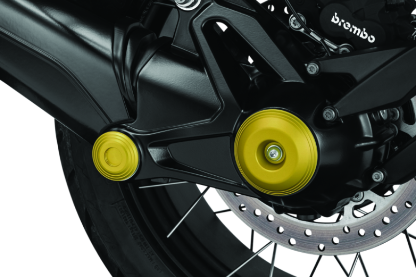 Kuryakyn 3802 Lodestar Rear Axle Sliders-BMW-Gold