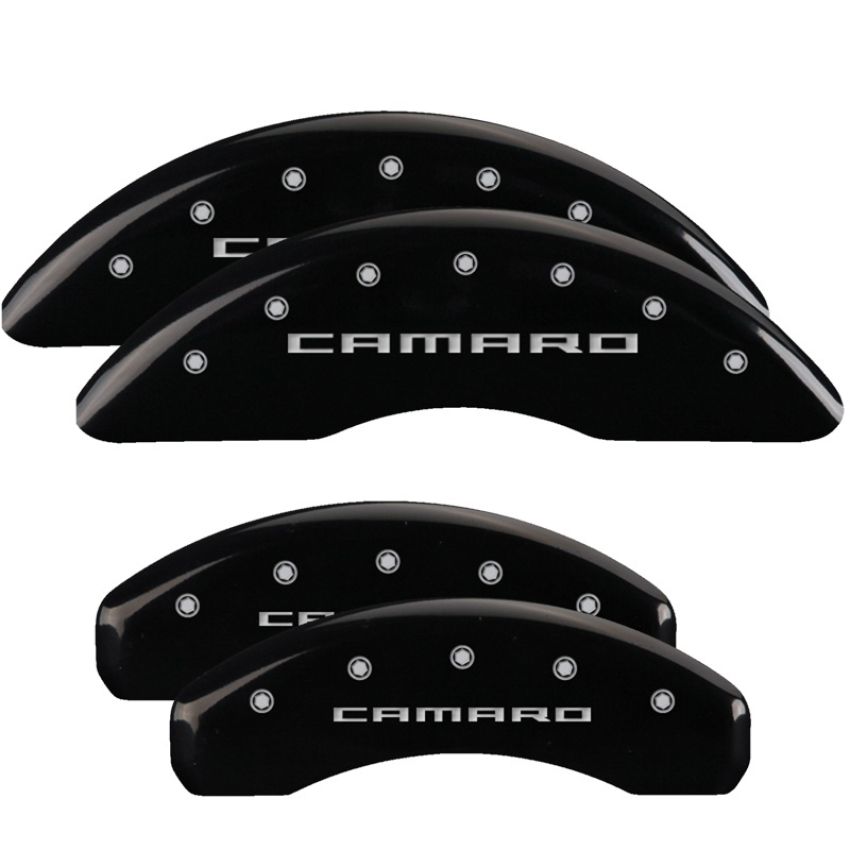 MGP 14241SCA5BK 4 Caliper Covers Engraved Front & Rear Gen 5/Camaro Black finish silver ch