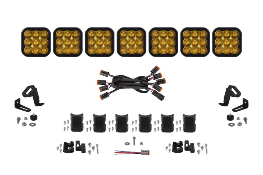 Diode Dynamics DD7259 SS5 Pro Universal CrossLink 7-Pod Lightbar - Yellow Driving