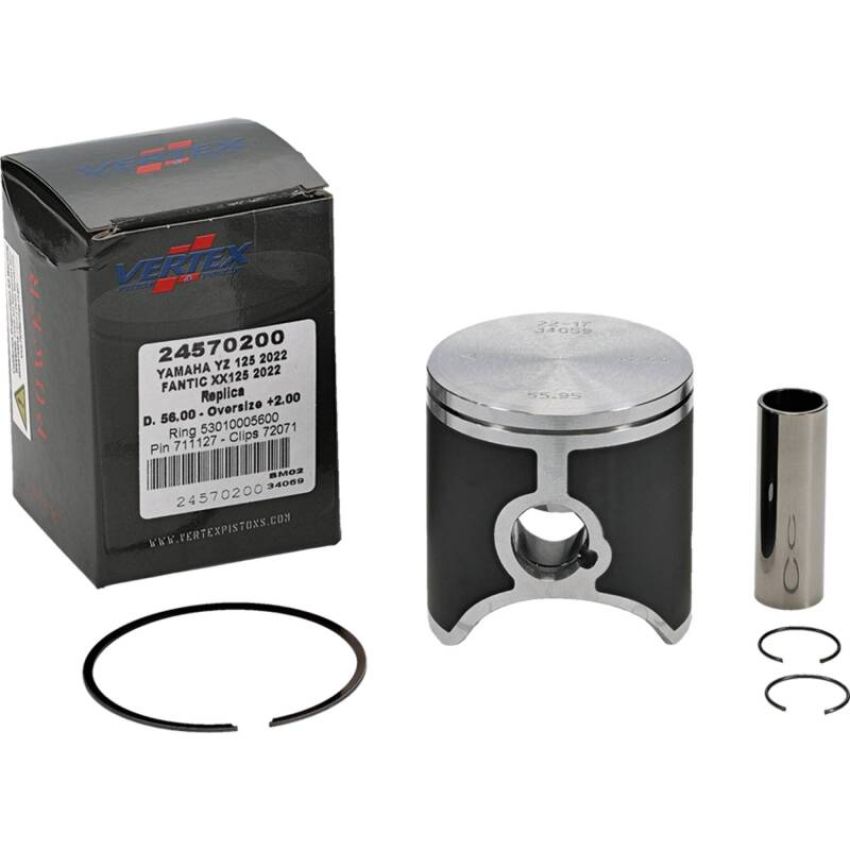 Vertex Pistons 24570200 Vertex Piston 2023 Fantic Motor XE 125 125cc +2.00mm Oversized Cast Replica Piston Kit