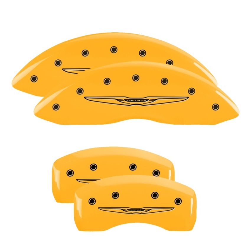 MGP 32003SCW2YL 4 Caliper Covers Engraved Front & Rear Style 2/Chrysler Wing Yellow finish black ch