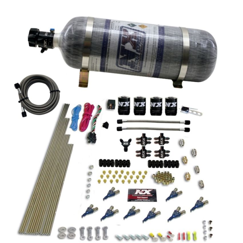 Nitrous Express 80001-12 8 CYL PIRANHA DIRECT PORT, 4 SOLENOIDS, WITH 12LB BOTTLE (200-500HP JETTING)