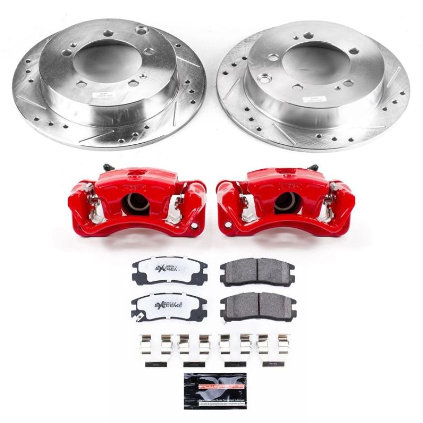 PowerStop KC1203-26 Z26 Street Performance Ceramic Brake Pad, Drilled Slotted Rotor, and Caliper Kit