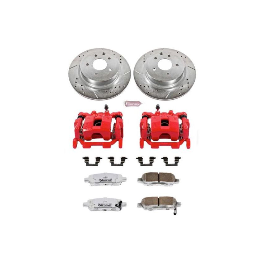 PowerStop KC179C-26 Z26 Street Performance Ceramic Brake Pad, Drilled Slotted Rotor, and Caliper Kit