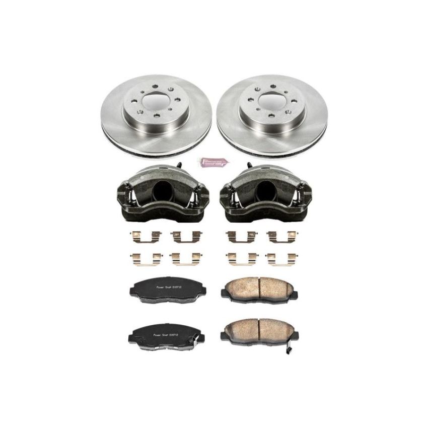 PowerStop KCOE690 OE Stock Replacement Low-Dust Ceramic Brake Pad, Rotor and Caliper Kit
