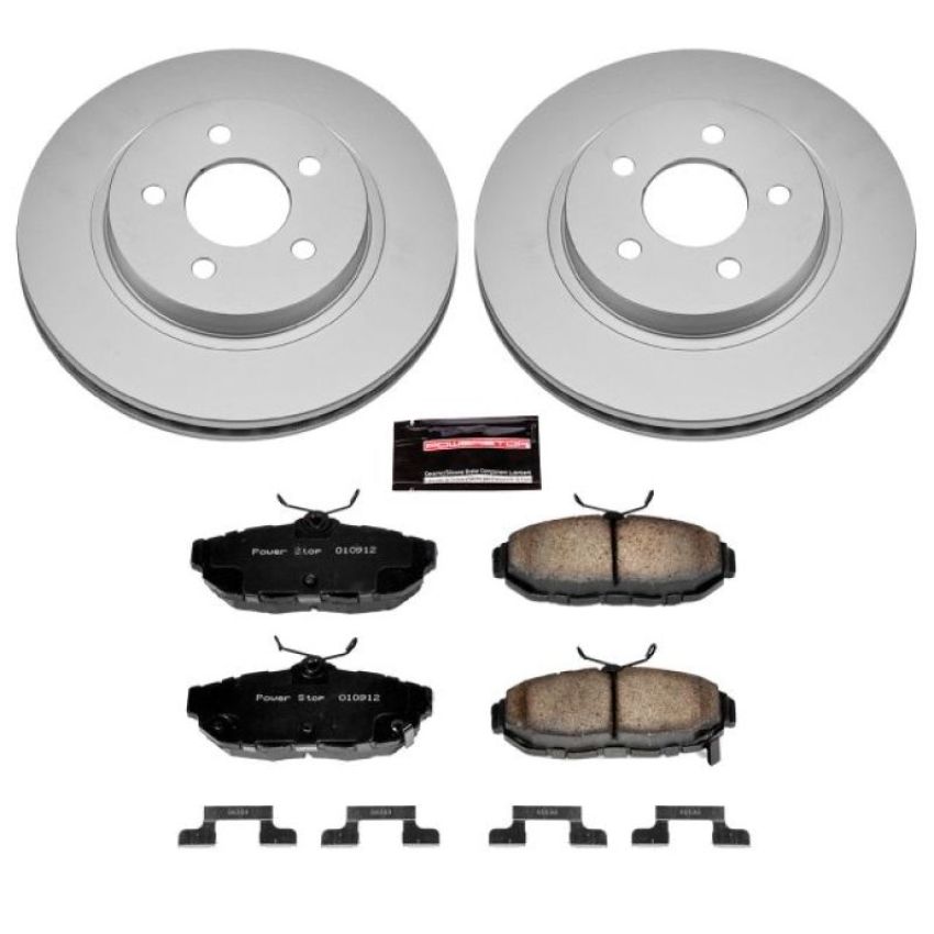PowerStop CRK4749 Genuine Geomet Coated Rotor and Low-Dust Ceramic Brake Pad Kit