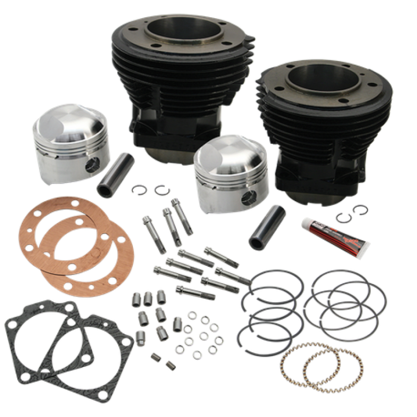 S&S Cycle 91-9012 66-84 BT 3-31/32in Stroke 3-7/16in Bore 9.0 To 1 Compression Cylinder Kit - Gloss Black