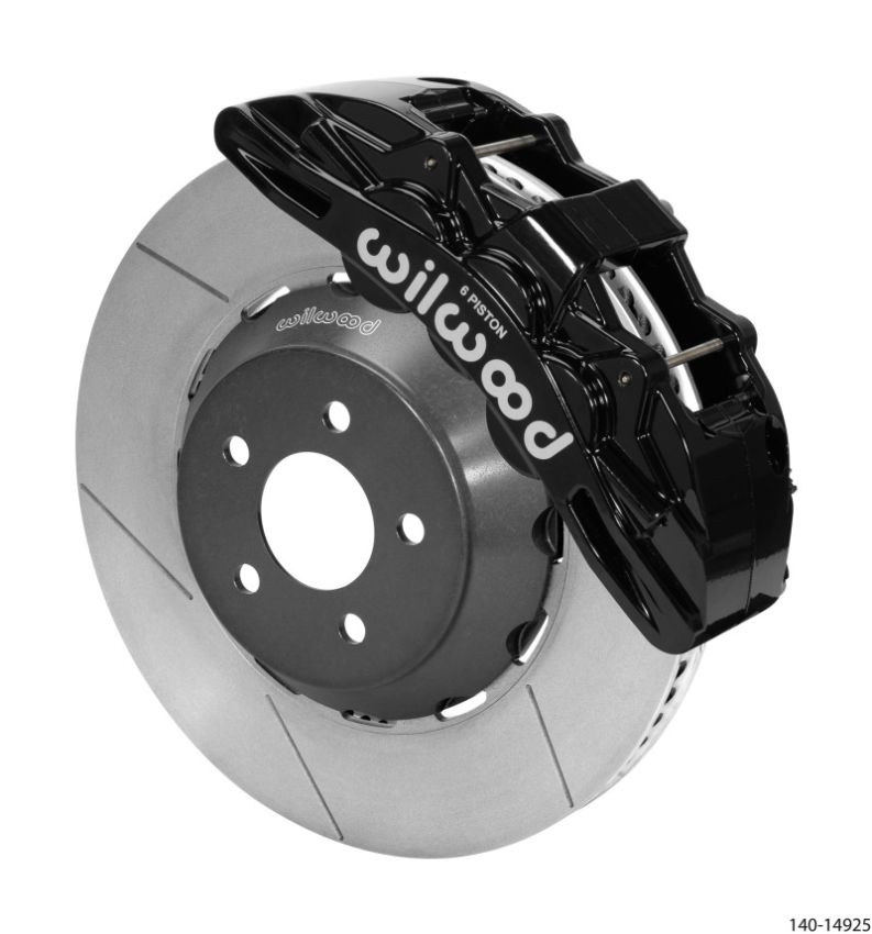 Wilwood 140-14925 SX6R Front Brake Kit 15in Lug Drive Rotor Slotted Black w/ Lines 15+ Ford Mustang
