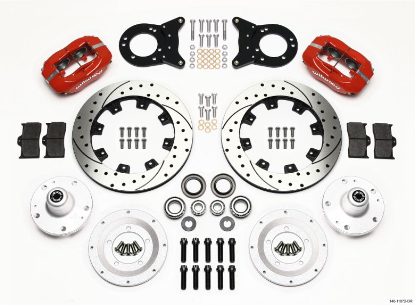 Wilwood 140-11072-DR Forged Dynalite Front Kit 12.19in Drill Red 1965-1969 Mustang Disc & Drum Spindle