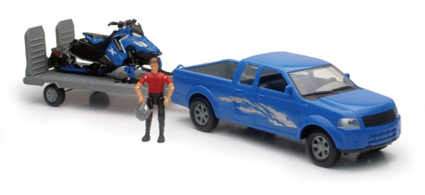 New Ray Toys SS-37406A Pickup with Polaris Switchback Snomobile and Figurine Set/ Scale - 1:18