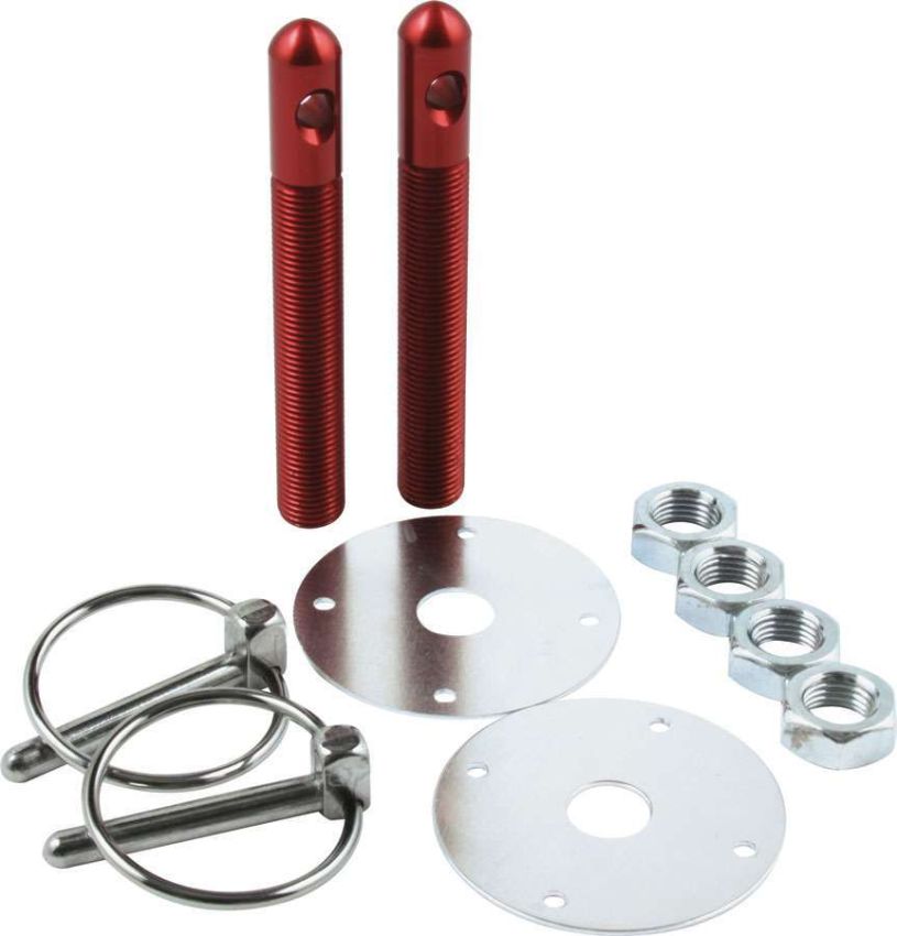 ALLSTAR PERFORMANCE ALL18501 Alum Hood Pin Kit 1/2in with 1/4in Clips Red